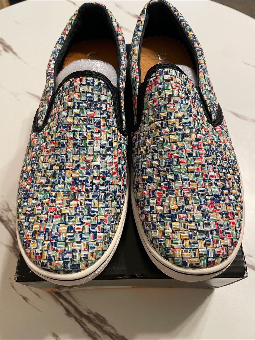 bernie mev. Multicolor Woven Slip-On Loafers